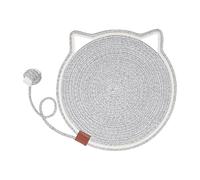 Scratch Mat for Indoor Cats, Round Horizontal Floor Scratching Rug with Toy, Pet Accessories for Kittens, Furniture Protector Wall, Couch, Carpets, Sofas, Gray, Yellow, Black