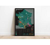 Scratch off wine map - France - 50 x 70 cm, en anglais | 1020 Dégustations