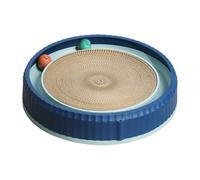 Scratch Pad - Lit griffoir pour chat - Planche ronde en carton pour chat - Rayures pour chat - Soins interactifs pour animaux de compagnie avec 2 balles jouets pour enrichir les meubles - Entraînement