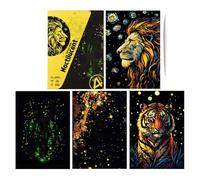 Scratch Paper Art - Set d'art Scratchboard Glitter fait à la main de 4, paysage amusant A4 et art animal, jouets pour cartes de graffiti, matériaux artisanaux artistiques avec notre panier
