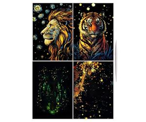 Scratch Paper for Kids, Scratch Paper Art - Art scratchboard paillettes 4x faits à la main | Fournitures d'art artisanal, dessin de coloriage de taille A4, jouets de cartes graffiti, paysage et a