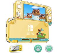 Scratch-proof Transparent Hard Protective Case PC Shockproof Shell Accessories and Joycon Controller Tempered Glass Cover Animal Crossing Compatible with Nintendo Switch Lite