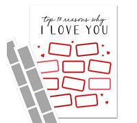 ScratchAway - Carte « Top 10 Reasons Why I Love You » - Saint-Valentin, anniversaire, mariage - 21,6 x 27,9 cm - Carte personnalisée avec autocollants à gratter - Cadeau pour enfants, mari, épouse