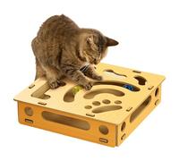 Scratcher à fichiers à ongles pour chat - Boîte à puzzle interactive Toy Enrichment, station d'activité de balle 4 cloches, planche d'entraînement à gratter | Pet Play Center for Kitten Puppy Rabbit