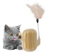 Scratcher Brush Toys, Catnip Teaser, Grooming Cat Brush, Catnip Wall Balls, Cat Lick Toys for Indoor Kittens, Cats, and Cats to Massage and Groom, Green Cream Colored and Blue