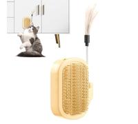 Scratcher d'angle de chat pour le mur, qui autogestive avec brosse à peigne infusée avec de l'herbe à chat - Outil de toilettage interactif pour chats, chatons, chiens et lapins - protège les