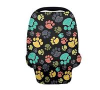 SCRAWLGOD Auvent de siège auto coloré imprimé pattes de chien pour filles et garçons, housse de siège de voiture légère et respirante, pour l'été, le printemps, l'automne