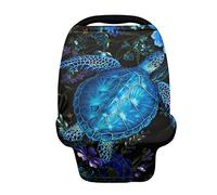 SCRAWLGOD Housse de siège auto pour bébé - Motif tortue de mer bleue - Multi-usage - Pour allaitement, siège auto doux