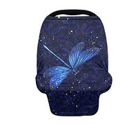 SCRAWLGOD Housse de siège de voiture à imprimé libellule bleue pour bébés - Multi-usage - Pour allaiter et allaiter