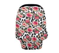 SCRAWLGOD Housse de siège de voiture extensible à imprimé floral vache pour filles et nourrissons - Multi-usage - Auvent de siège de voiture pour allaiter les bébés