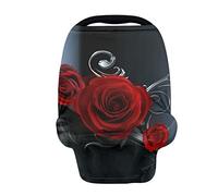 SCRAWLGOD Housse de siège de voiture extensible à imprimé rose gothique pour filles et nourrissons - Multi-usage - Auvent de siège de voiture pour allaiter les bébés