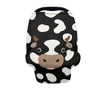 SCRAWLGOD Housse de siège de voiture extensible à imprimé vache pour bébés - Couverture d'allaitement douce et respirante