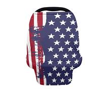 SCRAWLGOD Housse de siège de voiture pour bébé avec imprimé drapeau américain pour garçons et filles, auvent de siège auto multi-usage pour bébé, housses d'allaitement douces et respirantes pour