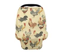 SCRAWLGOD Housse de siège de voiture pour bébé - Imprimé poule - Auvent d'allaitement - Pour garçons et filles