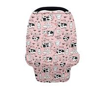 SCRAWLGOD Housse de siège de voiture pour bébés - Multi-usage - Extensible - Imprimé vache rose