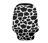 SCRAWLGOD Housses de siège de voiture pour bébé avec imprimé vache noire pour filles - Protection de siège de voiture extensible pour poussette et poussette - Housses d'allaitement pour voyage,