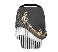 SCRAWLGOD Housses de siège de voiture pour bébés, clavier de piano, notes de musique, housse de siège de voiture pour nouveau-nés, filles, garçons, auvent multi-usage