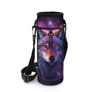 SCRAWLGOD Porte-bouteille isotherme pour enfants avec motif loup - Housse de transport réglable, Galaxy Wolf., L