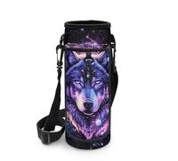 SCRAWLGOD Sac de transport pour bouteille d'eau pour enfants avec bandoulière réglable et portable, Galaxy Wolf., L