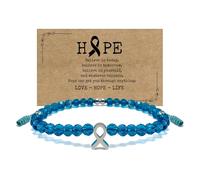 SCRDPRAD Bracelet fait main pour femme avec ruban rose en cristal coloré pour sensibilisation au cancer - Cadeau d'encouragement avec carte de message, Medium, Pierre Cristal, Pas de gemme