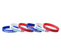 SCRDPRAD Lot de 4 à 6 bracelets en silicone pour 250e anniversaire de mariage des États-Unis - Pour homme et femme - Drapeau américain - Bracelets en caoutchouc - Accessoires patriotiques - Cadeau