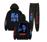 Scream 7 Ghostface Horror Movie Sweat à capuche unisexe effrayant Ensemble sweat et pantalon Slasher Halloween, Noir , L