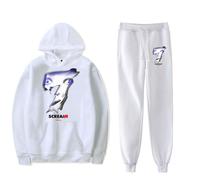 Scream 7 Movie Ghostface Horror Sweat à capuche unisexe effrayant Ensemble sweat et pantalon Slasher Halloween, blanc, XL