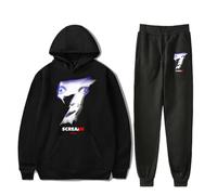 Scream 7 Movie Ghostface Horror Sweat à capuche unisexe effrayant Ensemble sweat et pantalon Slasher Halloween, Noir , M