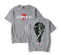 Scream 7 Movie T-Shirt - Ghostface Horror Film Graphic Tee Unisexe Manches Courtes Casual Streetwear Top pour les fans, gris, 3XL