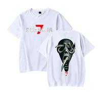 Scream 7 Movie T-Shirt - Ghostface Horror Film Graphic Tee Unisexe Manches Courtes Casual Streetwear Top pour les fans, blanc, 3XL