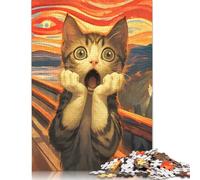 Scream Cat Puzzle 1000 Pièces Cadeau Unique Jeu Éducatif Défi Jouet À De Qualité Supérieure Peinture Art pour Adultes Et Enfants 1000pcs (75x50cm)
