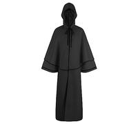 Scream Costume unisexe pour homme et femme - Costume d'Halloween et de Noël - Cape en satin - Carnaval - Cape noire avec capuche - Cape médiévale