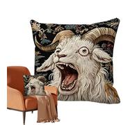 Scream Goats Cushion Cover - 17.7in Funny Animal Decorative Pillowcase | Polyester 2D Novelty Throw Pillow Cover for Sofa, Bed, Bedroom, Dorm, Office and Living Room Decor