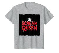 Scream Queen : royauté effrayante d'halloween pour Les Fans d'horreur T-Shirt, Enfant, Gris Chiné, 10 Ans