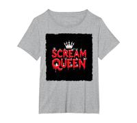 Scream Queen : royauté effrayante d'halloween pour Les Fans d'horreur T-Shirt, Femme Grandes Tailles, Gris Chiné, 4X