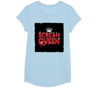 Scream Queen : royauté effrayante d'halloween pour Les Fans d'horreur T-Shirt, Fille, Bleu Céleste, M