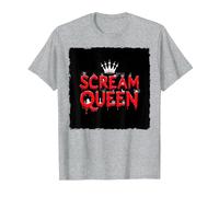 Scream Queen : royauté effrayante d'halloween pour Les Fans d'horreur T-Shirt, Homme, Gris Chiné, XXL