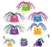 Screaming Monster Toys 5PCS Cheveux Tirant Soulagement du Stress 6 Sons Lumière Scream Jouets pour Adultes Enfants Mignon Dessin Animé Drôle Scream Jouet, Couleur Aléatoire