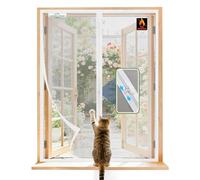 SCREEN DOOR Moustiquaire pour Fenêtre 100x120 cm, Installation Facile, Fibre de Verre Ignifugée et Résistante aux Déchirures, Fermeture Éclair Pratique, Blanc
