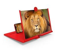 Screen Magnifier Version, 10/12 inch Mobile Phone Magnifier Projector Screen,3D HD Magnifying Projector Screen for Watching Movies Videos Playing Games (Red,12")