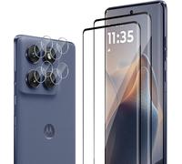 Screen Protector For Motorola Moto Edge 60 Fusion, 2 Pieces 3d Tempered Glass Films + 2 Pieces Rear Camera Protector, 9h Hardness, Full Cover Anti-Bubble/Anti-Scratch, Hd Transparent