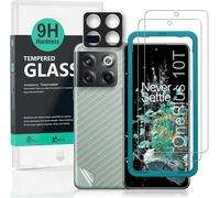 Screen Protector For Oneplus 10t 5g (6.7 Inches) With 2 Pieces Tempered Glass, 1 Camera Lens Protector, 1 Carbon Fiber Film [No Bubbles]