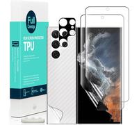 Screen Protector For Samsung Galaxy S22 Ultra 5g 6.8 Inch [Pack Of 2] Carbon Fibre Effect Back Protector Compatible With Fingerprint Reader