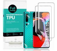 Screen Protector For Xiaomi Mi 10/Mi 10 Pro [Pack Of 2], Camera Screen Protector, Carbon Fibre Effect Back Protection, Compatible With Fingerprint Reader