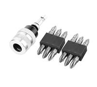 Screw Depth Limiter Holder with 12 PH2 Bits | Adjustable Screw Stop for Drywall/Wood/Flooring | Chrome Alloy Steel Bit Holder with Grip for Precise Screw Driving