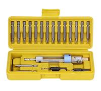 Screw Extractor Drill Bit Set | High Speed Steel for Electric Drills | Woodworking/Metal/Glass | 19 - Piece with Storage Box