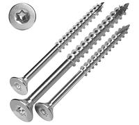SCREW REBEL Lot de 200 vis à bois en acier inoxydable A2, 4,5 x 70 mm, TX20, filetage partiel, pointe coupée, vis à bois avec tête fraisée