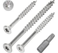 SCREW REBEL Vis à bois en acier inoxydable A2 4,5 x 70-200 pièces avec filetage partiel et lame filetée à dents de scie, pointe coupée, entraînement Torx TX20, avec embout S2