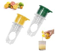 Screw-Top Lemon Squeezer, Built-In Filter Orange Citrus Press, Handheld Lemon Squeezer, Squeeze Lime for Cocktails, Drinks (yellow+ green)