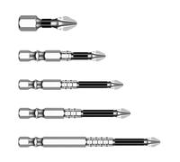 Screwdriver Bit Set, Magnetic Drill Bit Kit, Anti-Slip Alloy Tips, Wear-Resistant Construction, Hobbyist Self Build Repair Use, 8.07x3.15 Inches, Silver Color, 5 Pieces